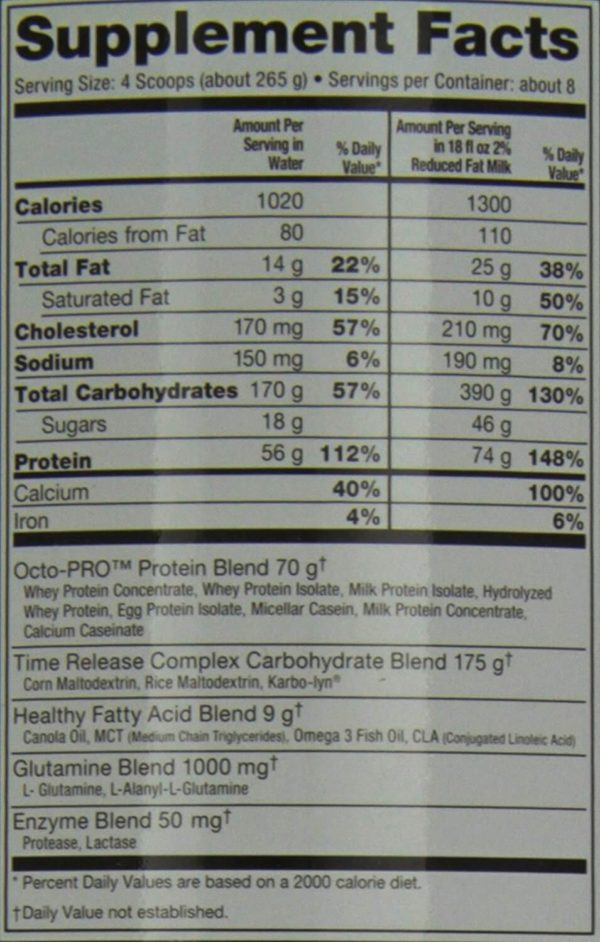 ultimate-nutrition muscle juice weight gainer nutrition facts