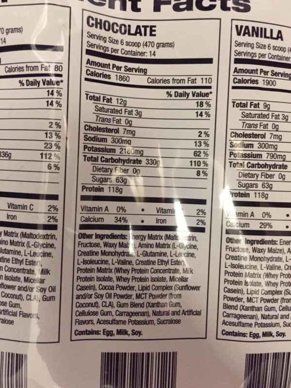 russian bear 15lb nutrition facts label servings